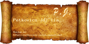 Petkovics Júlia névjegykártya