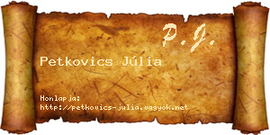 Petkovics Júlia névjegykártya