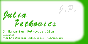 julia petkovics business card